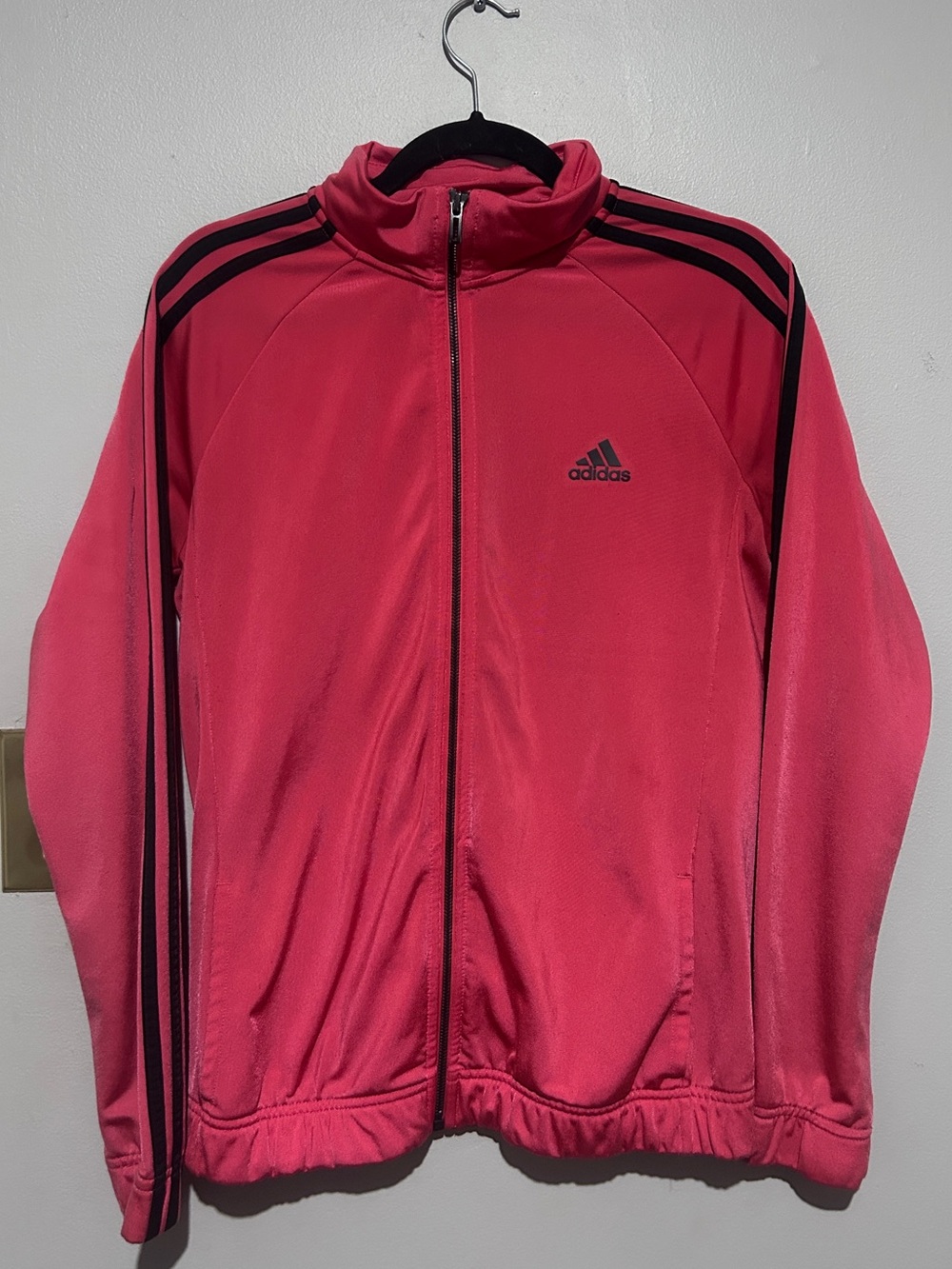 Adidas Hot Pink Track Jacket with Black Stripes